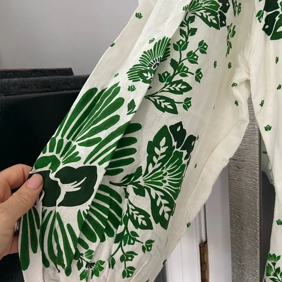 FARM Rio White Maxi Dress with Green Floral Print size small Flaw - Picture 3 of 7